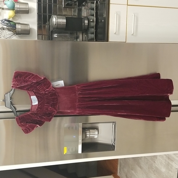 💕HILL HOUSE💕 The Akilah Nap Dress ~ Burgundy Velvet Small S NWT - Picture 8 of 15